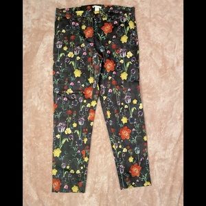 H&M stretch floral trousers, size 10